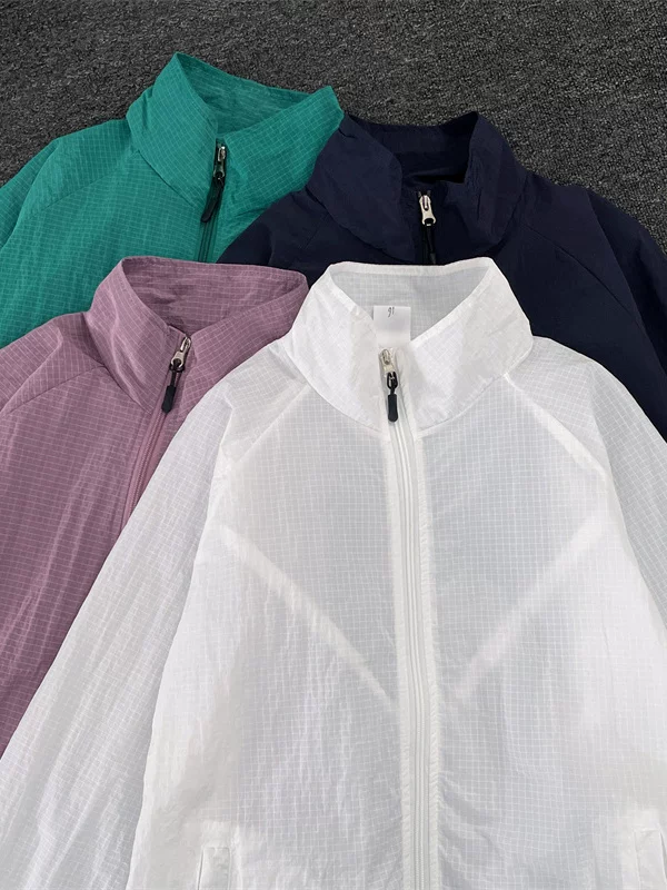 Quần áo chống nắng nhanh khô kiểu Nhật dành cho nam, áo khoác chống tia UV nhẹ cho mùa hè, áo khoác ngoài cổ đứng kiểu Mỹ.