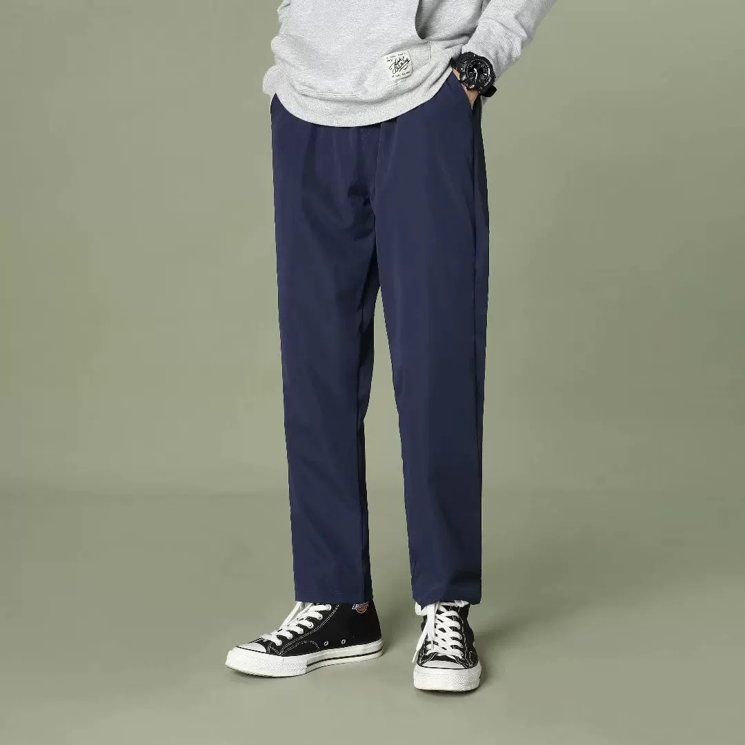 Quần lụa mỏng mùa hè, quần tây nam phong cách Nhật Bản và Hàn Quốc, quần ống rộng dáng suông hợp thời trang.