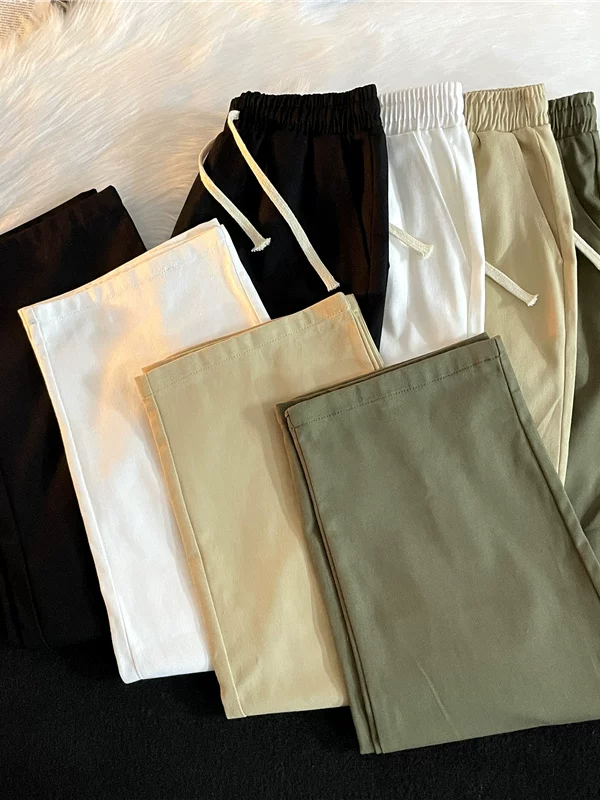 Quần dài ống rộng kiểu Nhật đơn giản dành cho nam giới, quần công sở đơn giản, hợp thời trang, quần ống rộng thông thường, mỏng, đa năng, mùa hè