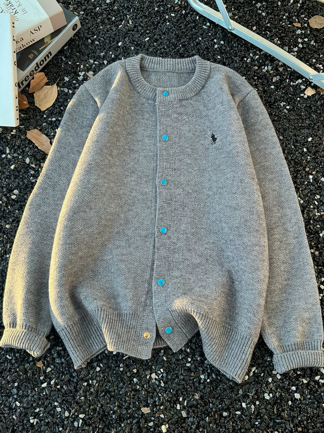 Áo len dệt kim thêu họa tiết retro Mỹ dành cho nam, thương hiệu thời trang thu đông, áo khoác cardigan dáng rộng phong cách lười biếng, áo len đôi.