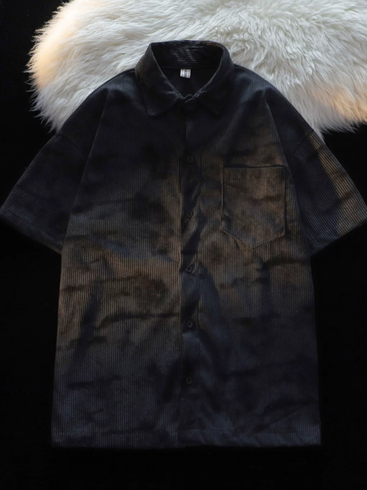 Áo sơ mi ngắn tay kiểu Mỹ phong cách Hồng Kông dành cho nam, áo sơ mi vải nhung mỏng mùa hè, áo khoác cặp đôi đa năng hợp thời trang.