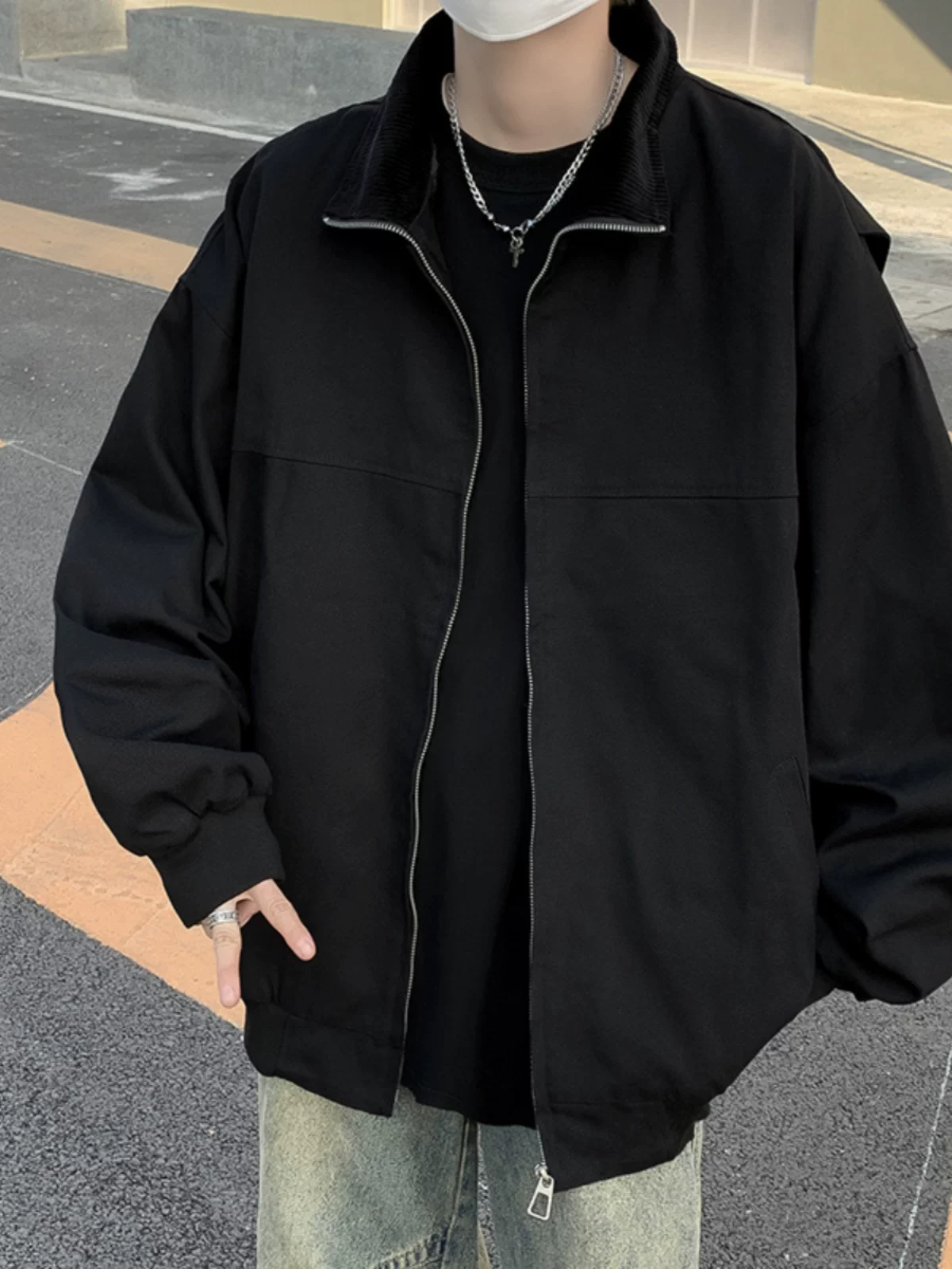 Áo khoác nam phong cách retro Mỹ, kiểu dáng mới xuân thu, áo khoác cổ đứng rộng rãi, thời thượng và sành điệu với vẻ ngoài cao cấp.