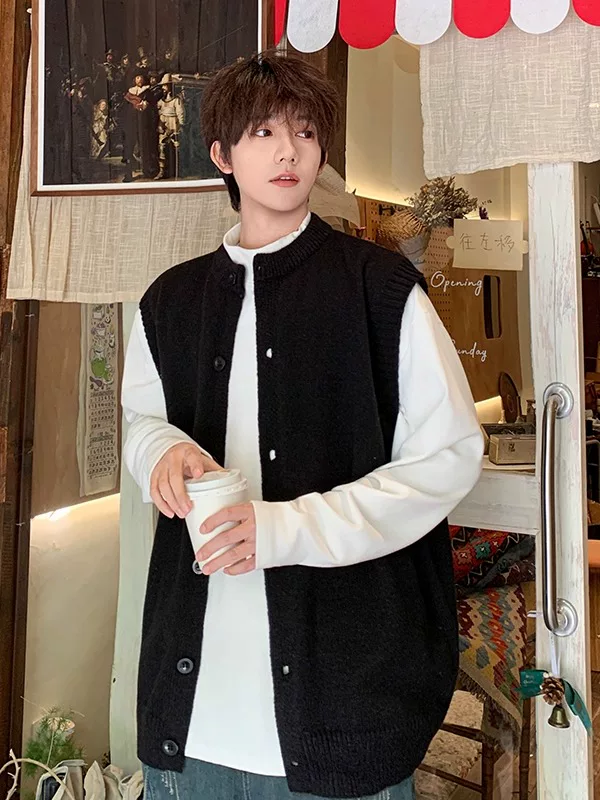Áo len cardigan kiểu Nhật dành cho nam, áo dệt kim nhiều lớp mùa thu đông, áo khoác rộng rãi phong cách retro thời thượng.