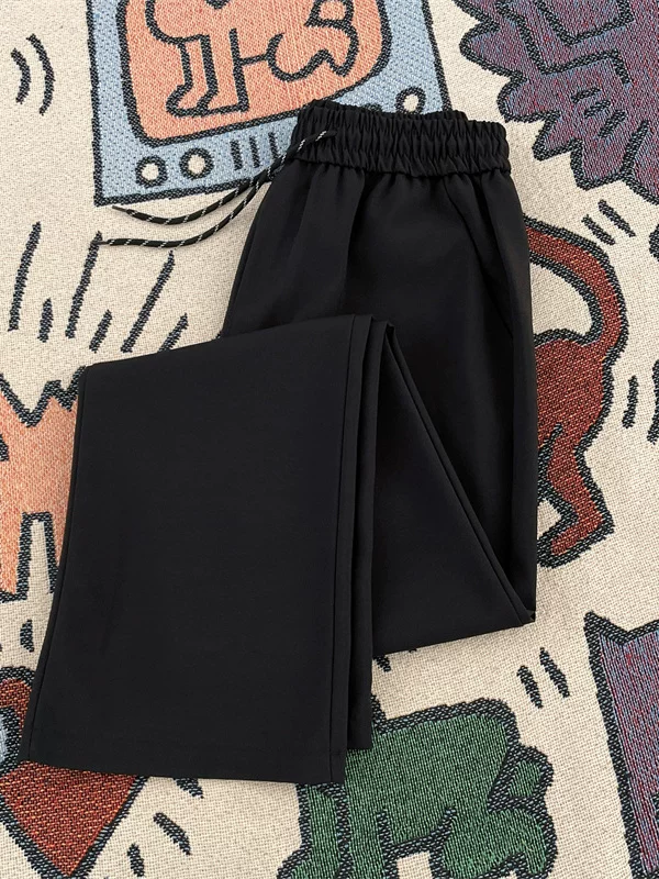 Quần dài mùa hè chất liệu lụa đá mát mẻ, phong cách thường ngày dành cho nam, quần thể thao màu trơn mỏng thời trang, quần ống đứng chất liệu dày dặn, kiểu dáng thời thượng.