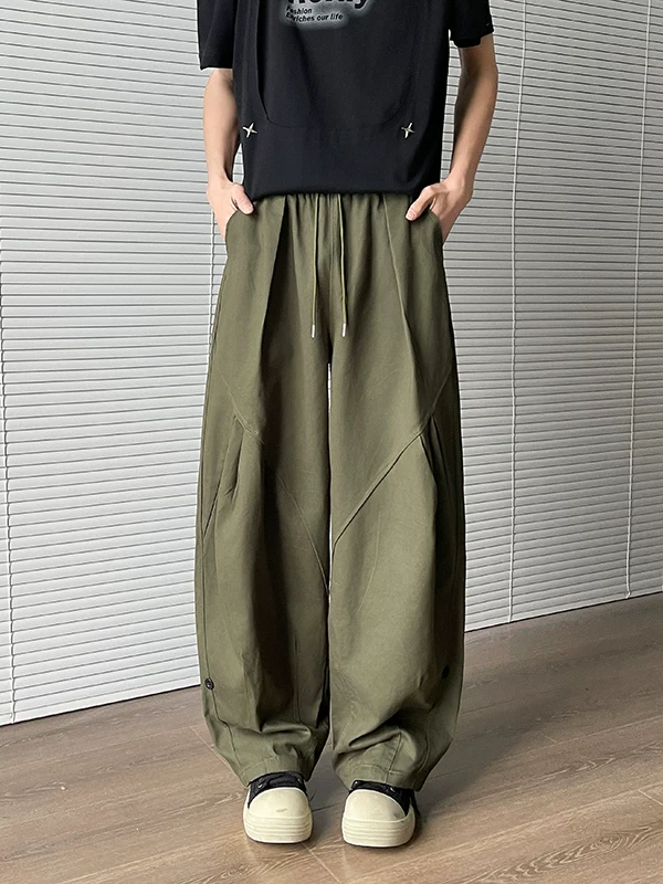 Quần nam thiết kế dáng độc đáo, quần công sở kiểu Mỹ thời thượng mùa xuân thu, quần dài ống rộng dáng cong thoải mái.