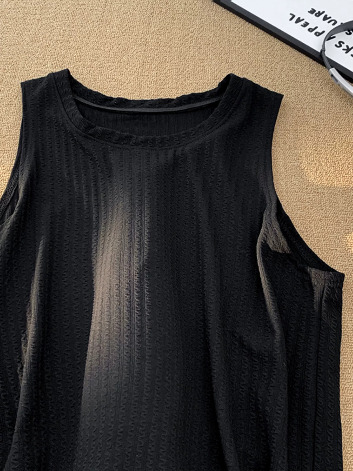 Áo vest lụa băng có họa tiết dành cho nam, áo lót không tay rộng rãi, áo thun thể thao kiểu Mỹ thời trang mùa hè bền chắc.