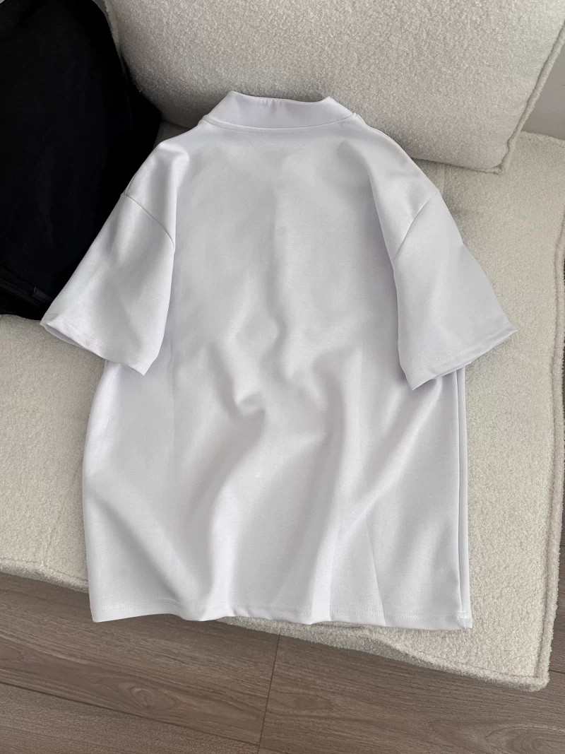 Áo thun nam tay ngắn cổ Henry kiểu Mỹ, áo thun mùa hè rộng rãi thoải mái, áo kiểu đơn giản thời trang dành cho cặp đôi.