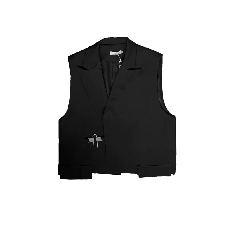 Áo vest không tay hợp thời trang và sành điệu dành cho nam, phong cách Hàn Quốc, dáng rộng, mùa xuân thu, phong cách Hồng Kông, thiết kế lấy cảm hứng từ Instagram.