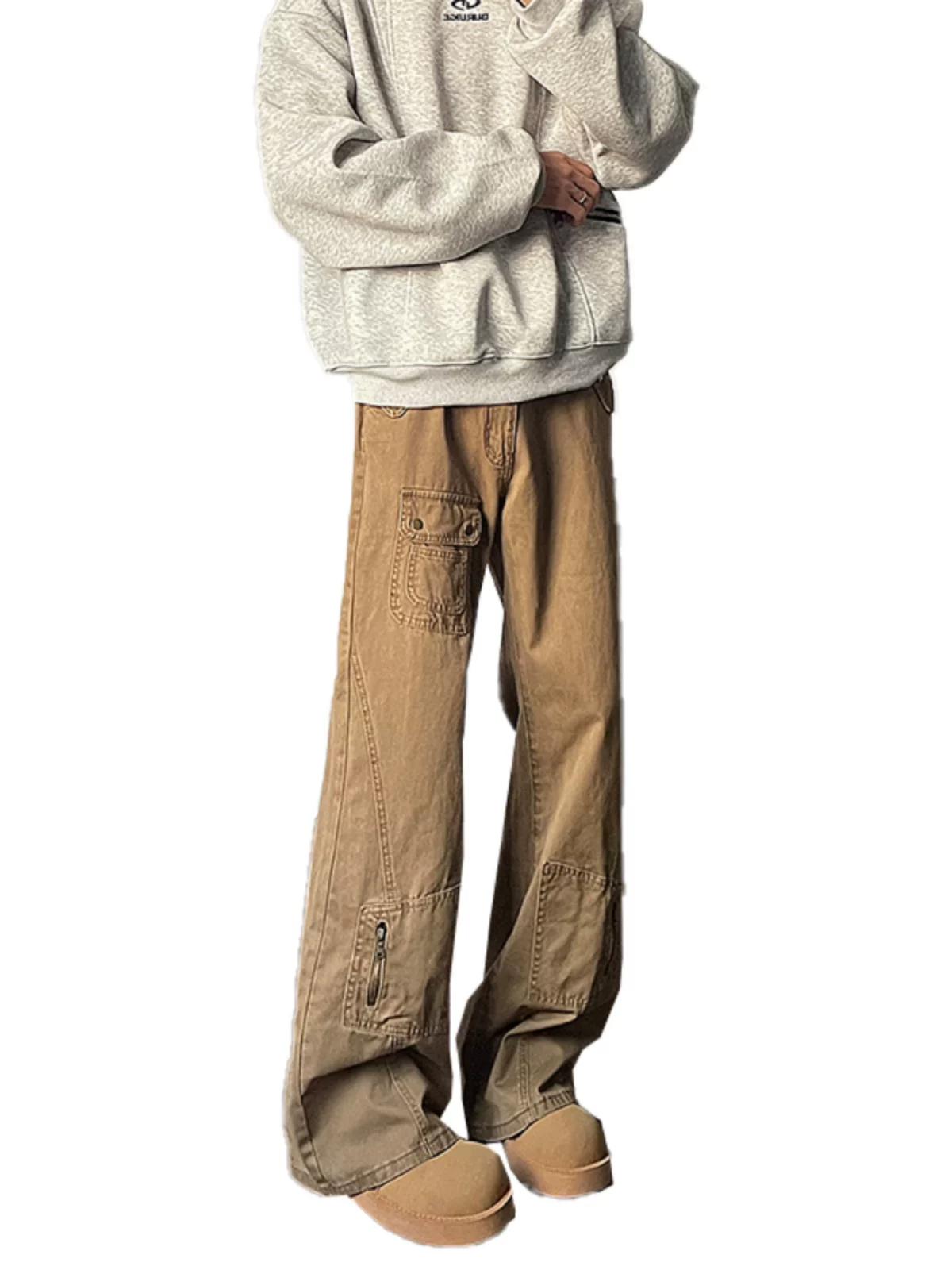 Quần jeans nam vintage mùa xuân thu, quần kiểu Mỹ thời thượng, ống đứng, hơi loe, quần công sở thường ngày.