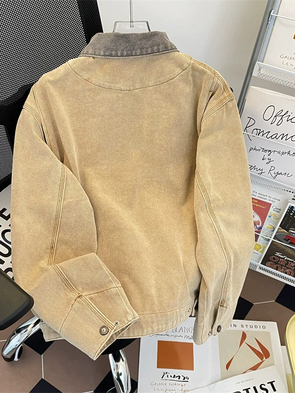 Áo khoác denim ngắn cho nam, kiểu dáng gọn gàng mùa xuân thu, áo khoác cổ điển phong cách Mỹ, áo khoác công sở thời trang, cá tính.