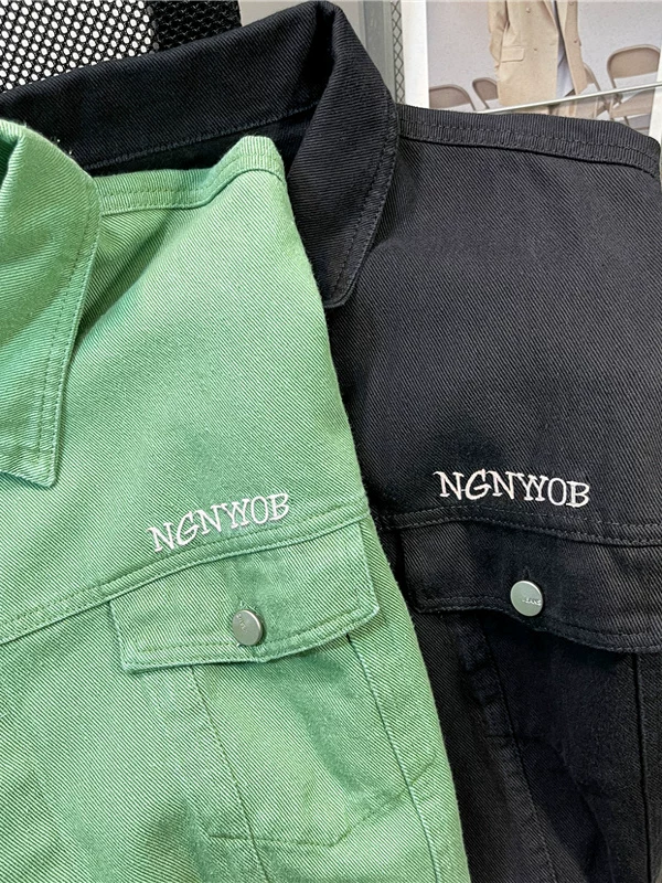 Áo khoác denim thêu gradient thiết kế theo phong cách Hồng Kông áo đôi mùa xuân thu áo khoác công sở thương hiệu hợp thời trang dành cho nam giới