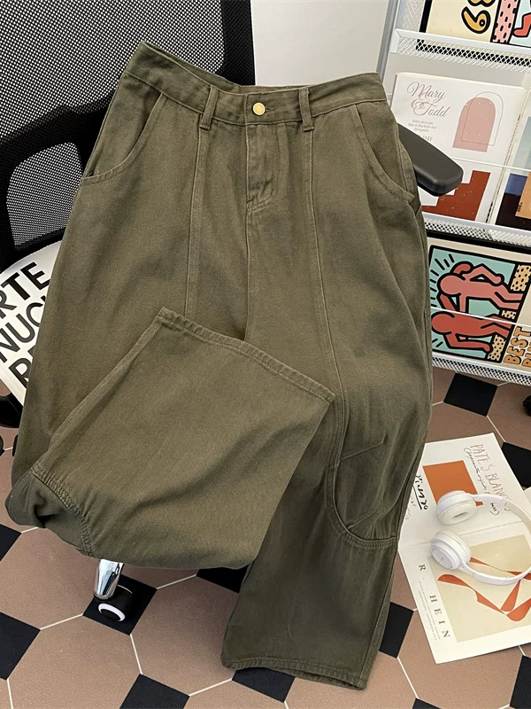 Quần jean nam kiểu Mỹ, chất liệu denim đã qua xử lý, dáng ôm gọn, thời trang, thích hợp cho mùa xuân thu, quần dài ống rộng, dáng cong.