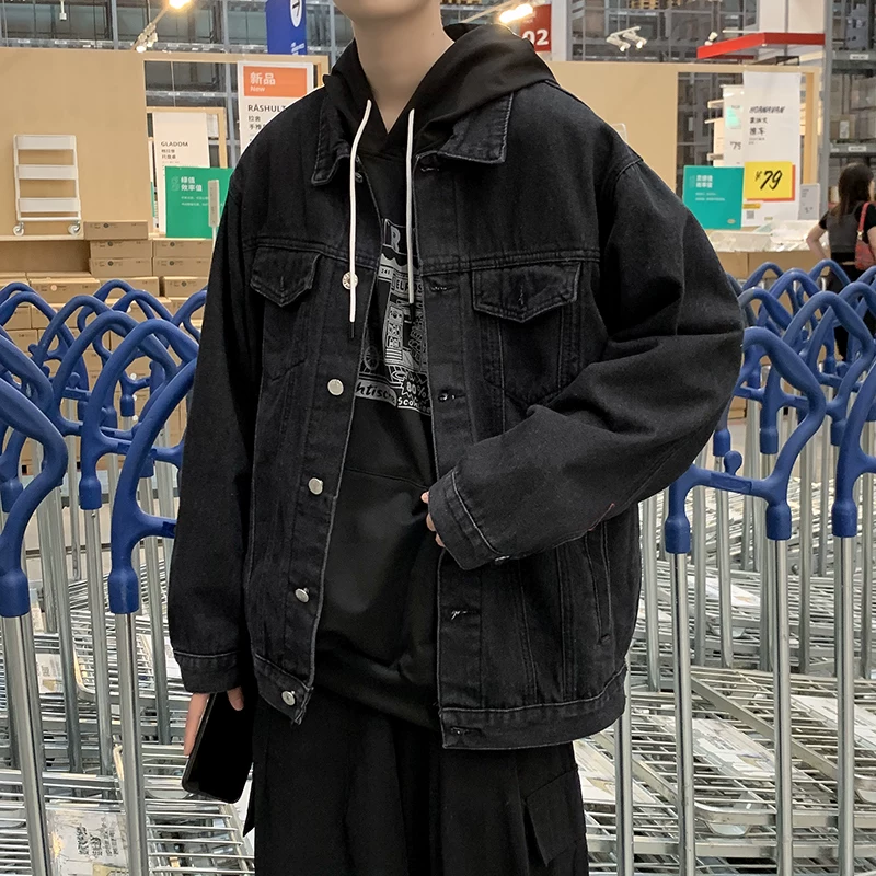 Mùa xuân thu 2023 áo khoác denim nam mới hợp thời trang dáng rộng đa năng hợp thời trang thương hiệu ins áo khoác bảo hộ lao động dày dặn