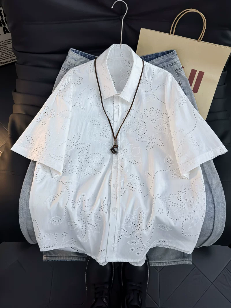 Áo sơ mi ngắn tay kiểu Mỹ dành cho nam và nữ, áo kiểu dáng rộng rãi thoáng khí mùa hè, áo khoác thiết kế thời trang.