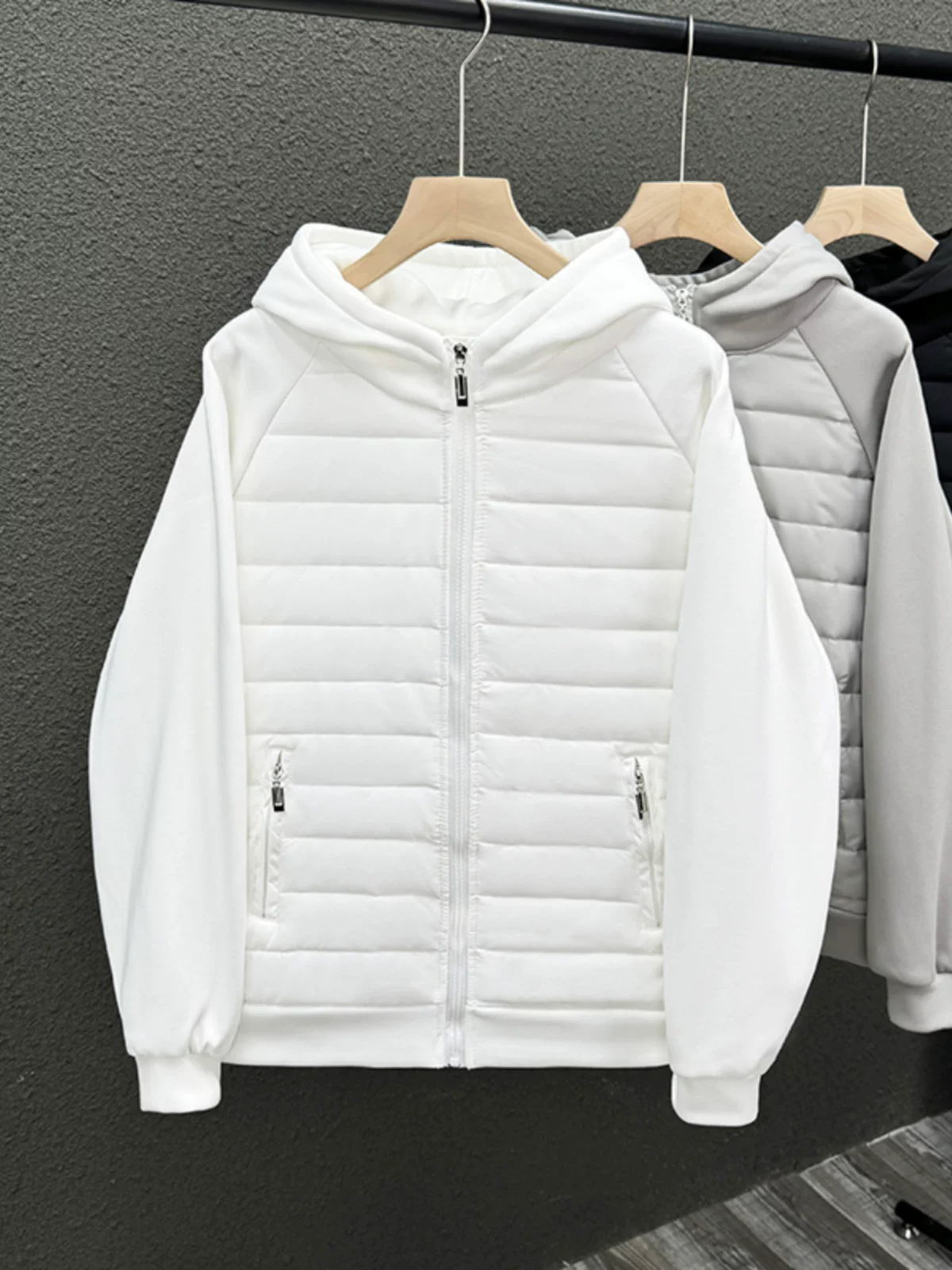 Áo khoác cotton có mũ trùm đầu chắp vá mùa đông BF Áo khoác phao nam phong cách Hàn Quốc hợp thời trang giản dị đa năng Quần áo cotton ấm áp