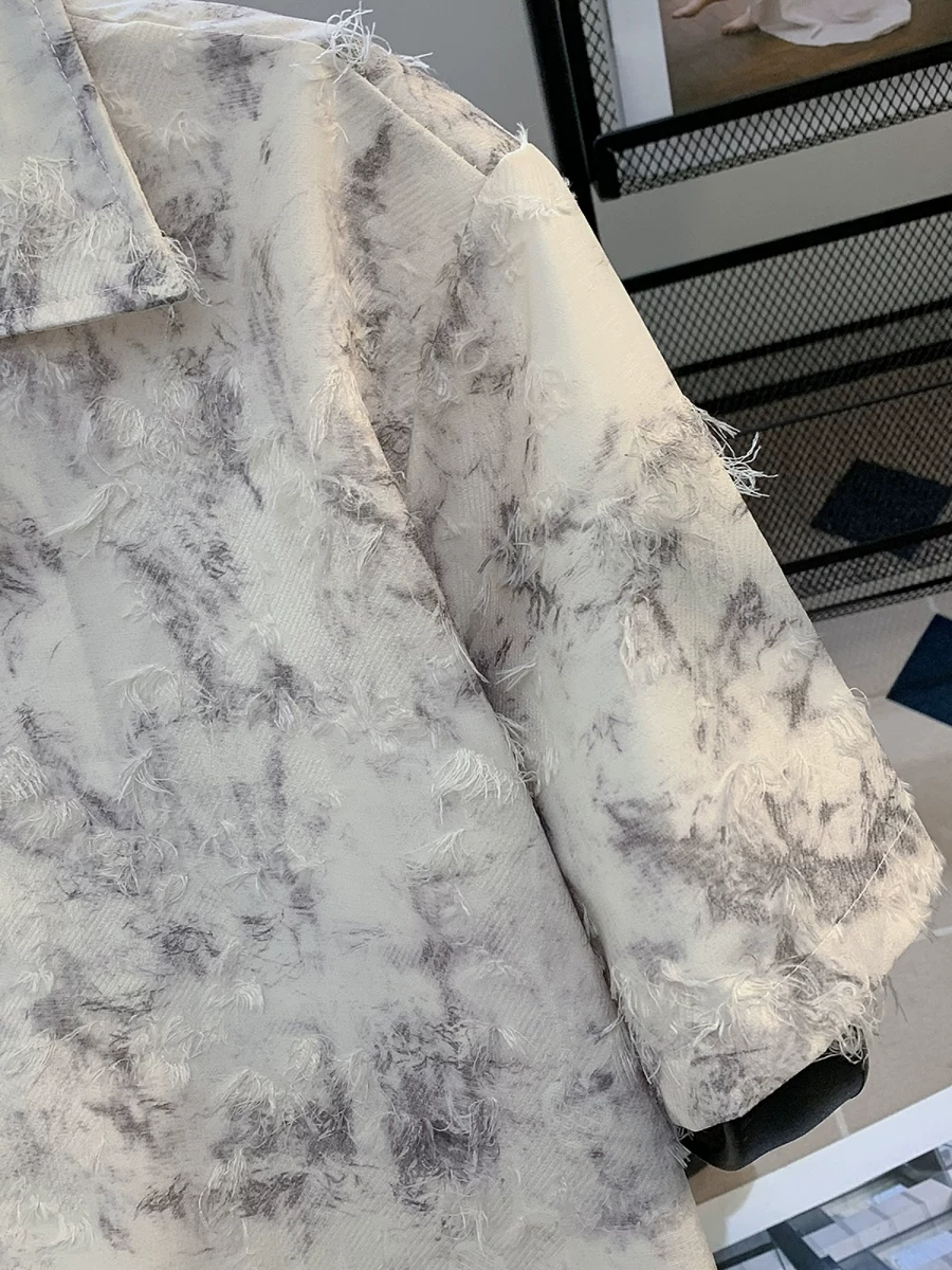 Áo sơ mi ngắn tay kiểu Mỹ nhuộm màu tie-dye dành cho nam, áo sơ mi dáng rộng thương hiệu thời thượng mùa hè với thiết kế sành điệu, áo nửa tay mát mẻ.