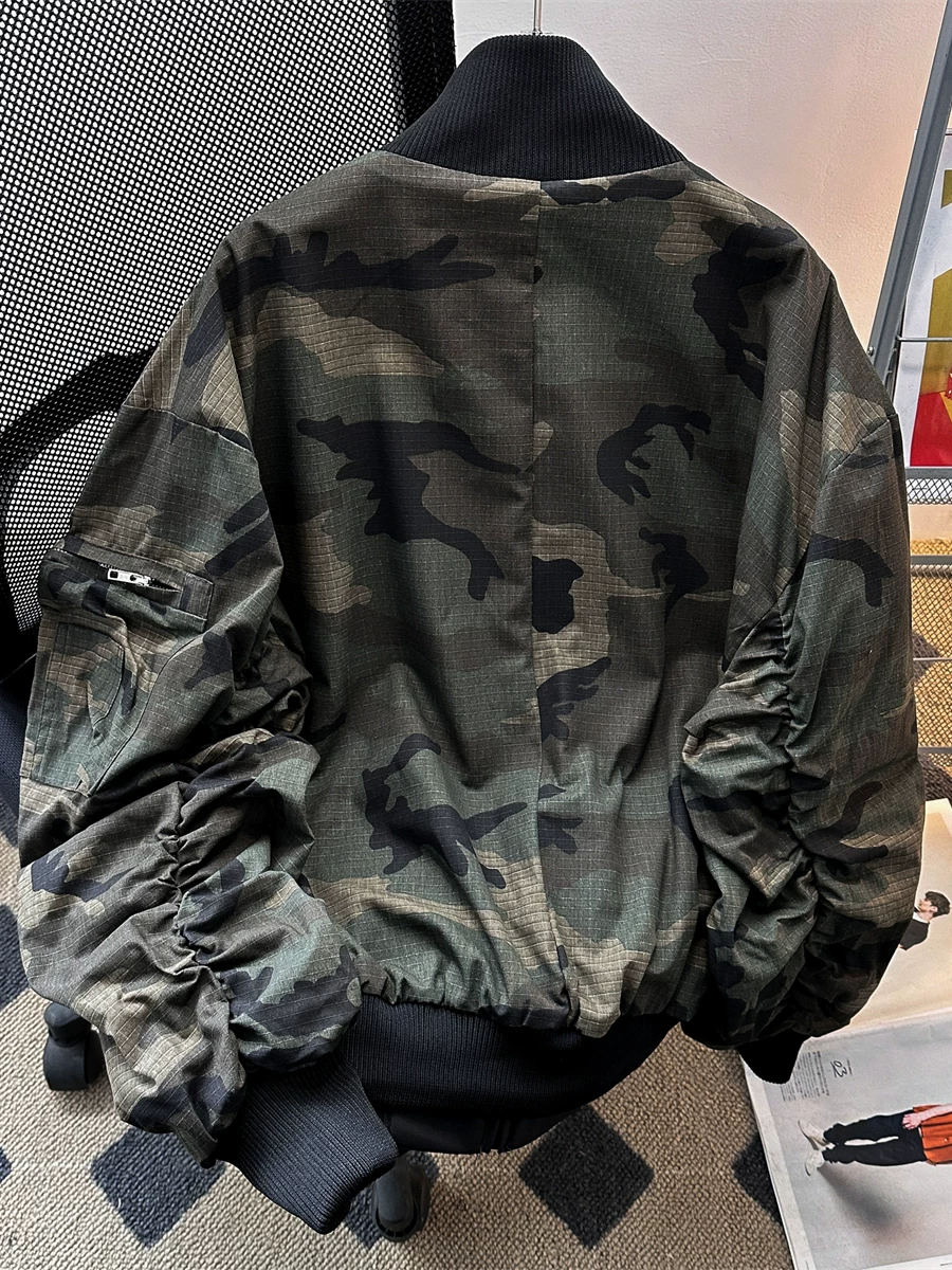 Áo khoác bomber kiểu Mỹ dành cho nam, thiết kế hai mặt xuân thu, thương hiệu thời thượng, áo khoác bóng chày ngắn cá tính.