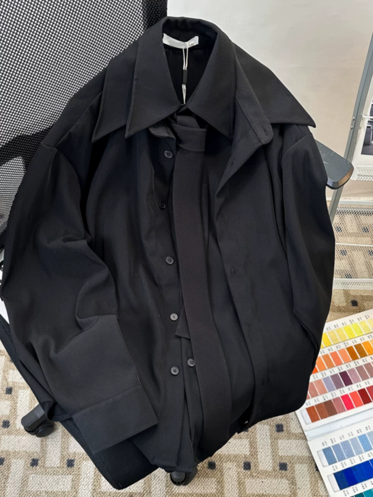 Áo sơ mi giả hai lớp nam thời thượng và sành điệu cho mùa thu đông, áo khoác sơ mi cao cấp kiểu Hàn Quốc dáng rộng.