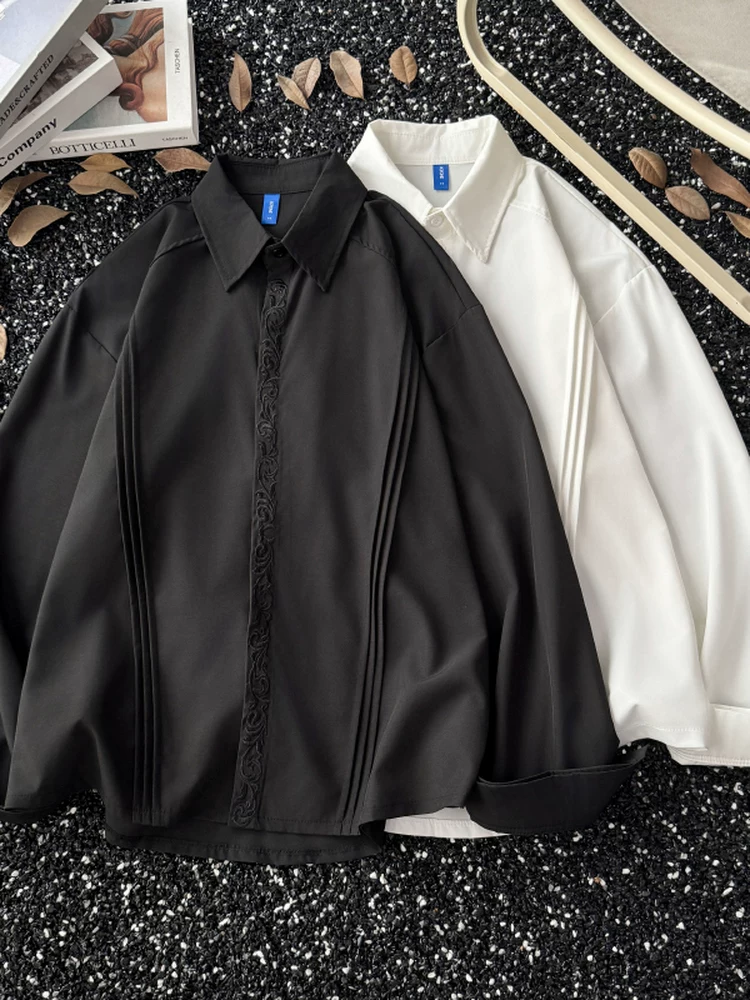 Áo sơ mi dài tay thêu hoa phong cách Nhật Bản dành cho nam, thương hiệu thời thượng mùa hè, áo sơ mi dáng rộng thiết kế sành điệu, áo kiểu mát mẻ và thời trang.