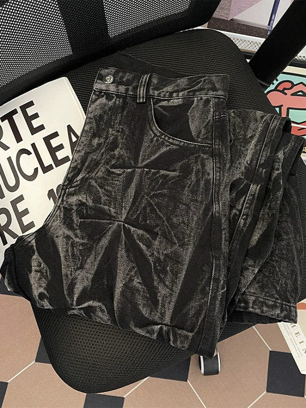 Quần jeans xếp ly dài chạm sàn dành cho nam, thương hiệu thời trang mùa hè, quần ống rộng rách cá tính, quần dài thiết kế độc đáo phong cách Mỹ.