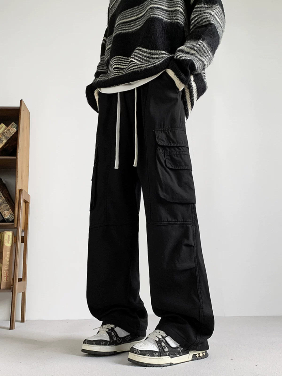 Quần công sở kiểu Nhật dành cho nam, quần dài đa năng phong cách thành thị hợp thời trang thu đông, quần dài ống rộng thoải mái.