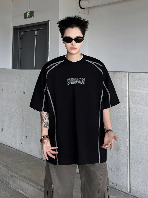 Áo thun nam tay ngắn phong cách retro Mỹ, thiết kế mùa hè in chữ, áo thun mát mẻ và đa năng.