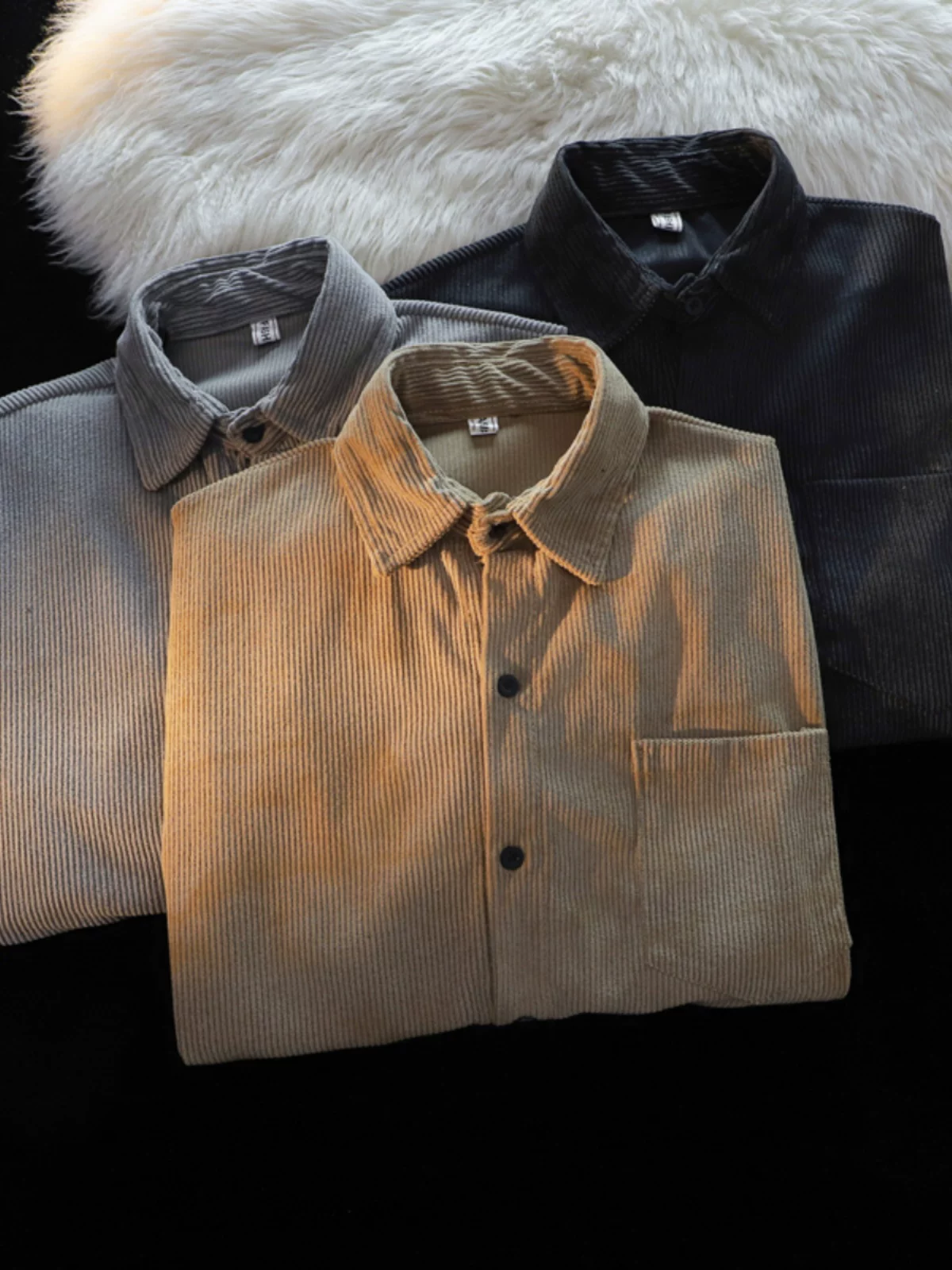 Áo sơ mi ngắn tay kiểu Mỹ phong cách Hồng Kông dành cho nam, áo sơ mi vải nhung mỏng mùa hè, áo khoác cặp đôi đa năng hợp thời trang.