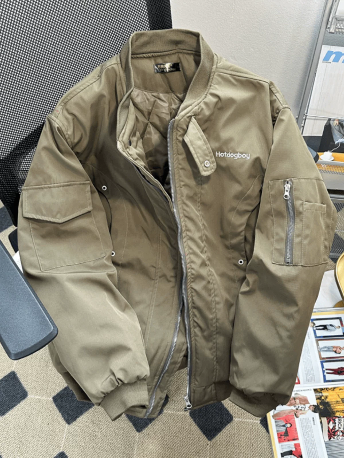 Áo khoác bóng chày dáng rộng mùa xuân thu phong cách Mỹ, áo khoác phi công cặp đôi, thiết kế thời trang nam, áo khoác cặp đôi thương hiệu.