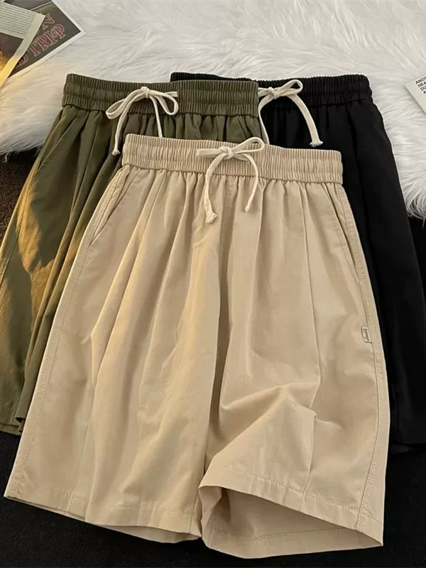 Quần short mỏng mùa hè phong cách Nhật Bản Quần nam thời trang Hồng Kông dành cho giới trẻ Quần short năm điểm rộng rãi hợp thời trang đa năng