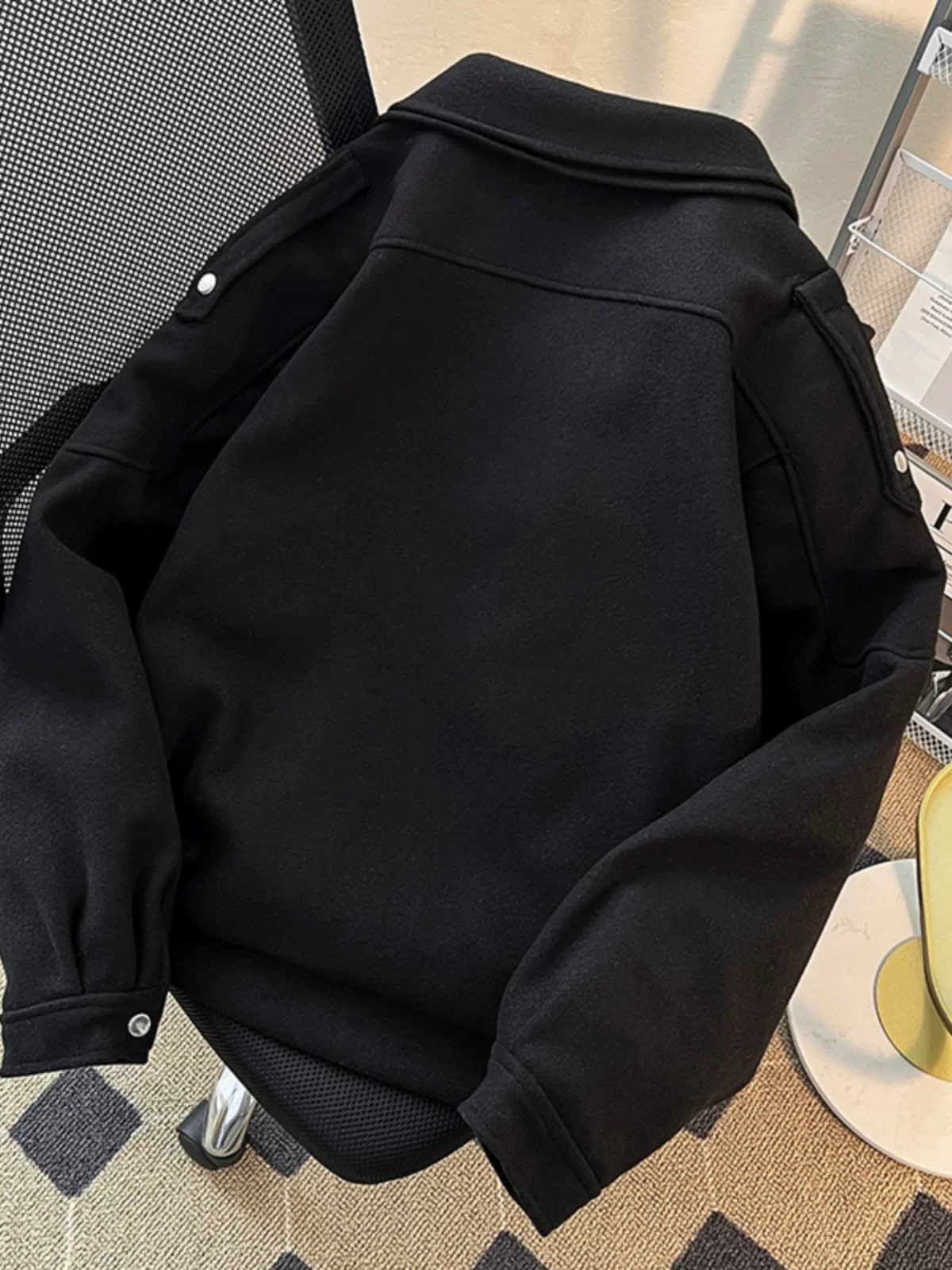 Áo khoác len mùa thu đông nam cleanfit áo khoác len ngắn dáng rộng hợp thời trang phong cách Mỹ cao cấp