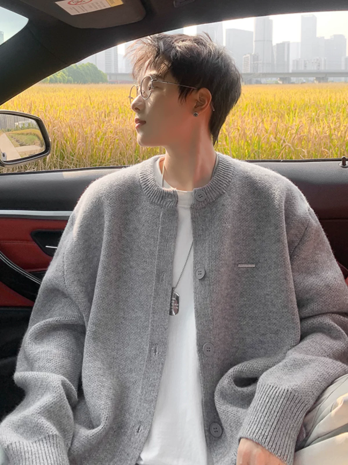 Áo len cardigan cao cấp dành cho nam, áo dệt kim kiểu dáng gọn gàng hợp thời trang, áo khoác dáng rộng phong cách lười biếng kiểu Mỹ cho mùa thu đông.