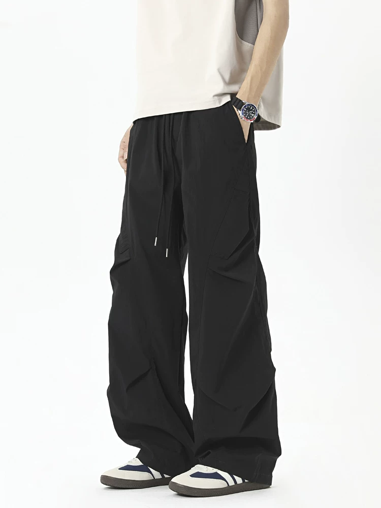 Quần thể thao thiết kế xếp ly kiểu Mỹ dành cho nam, quần cargo mỏng nhanh khô mùa hè, quần âu ống đứng cao cấp.