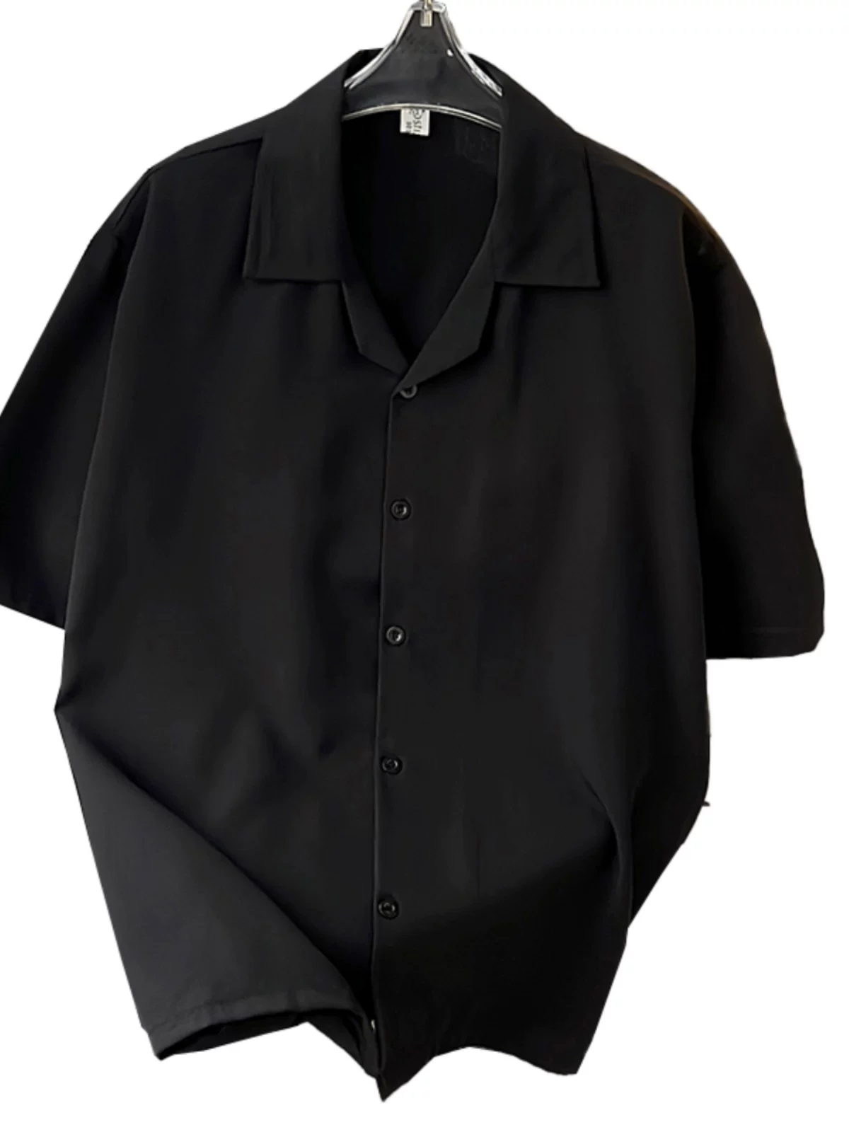 Áo sơ mi lụa băng cao cấp dành cho nam, tay ngắn, dáng rộng, áo sơ mi cổ Cuba phong cách Mỹ, trang phục cặp đôi mùa hè hợp thời trang.