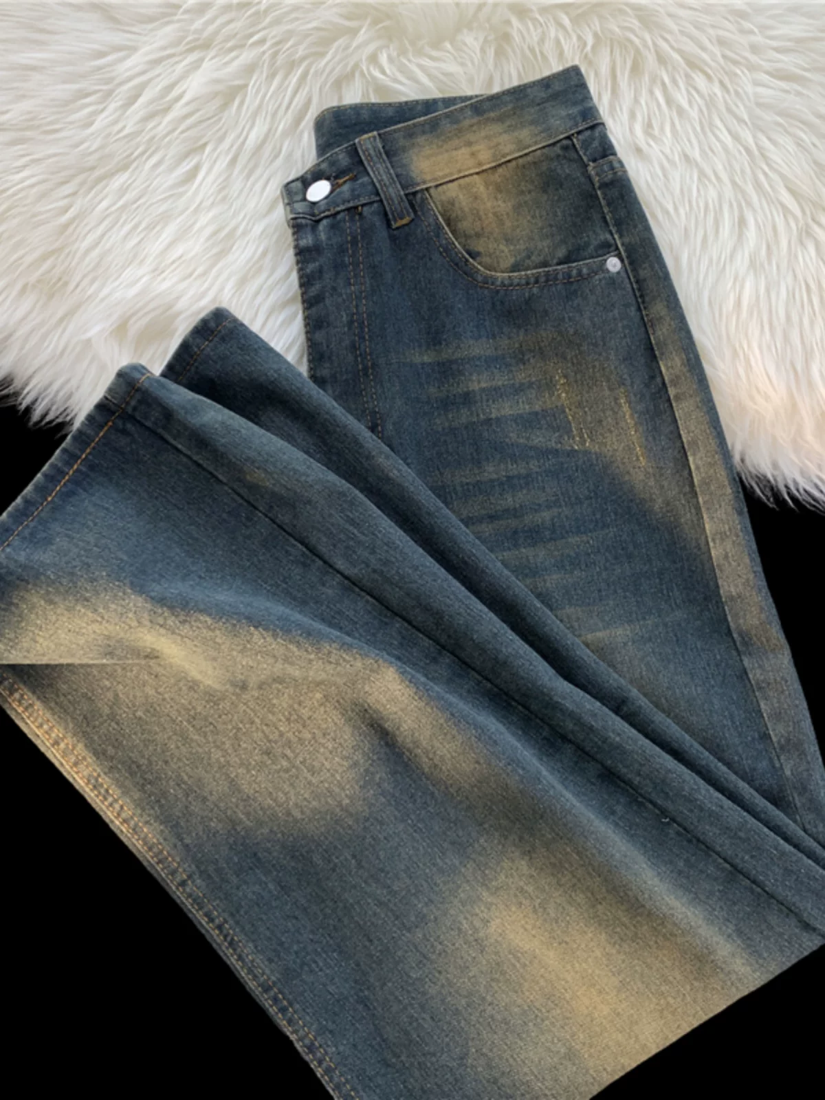 Quần jean phong cách ins thời thượng mùa xuân thu, kiểu Mỹ cổ điển, ống thẳng, đa năng, dáng rộng, dành cho nam