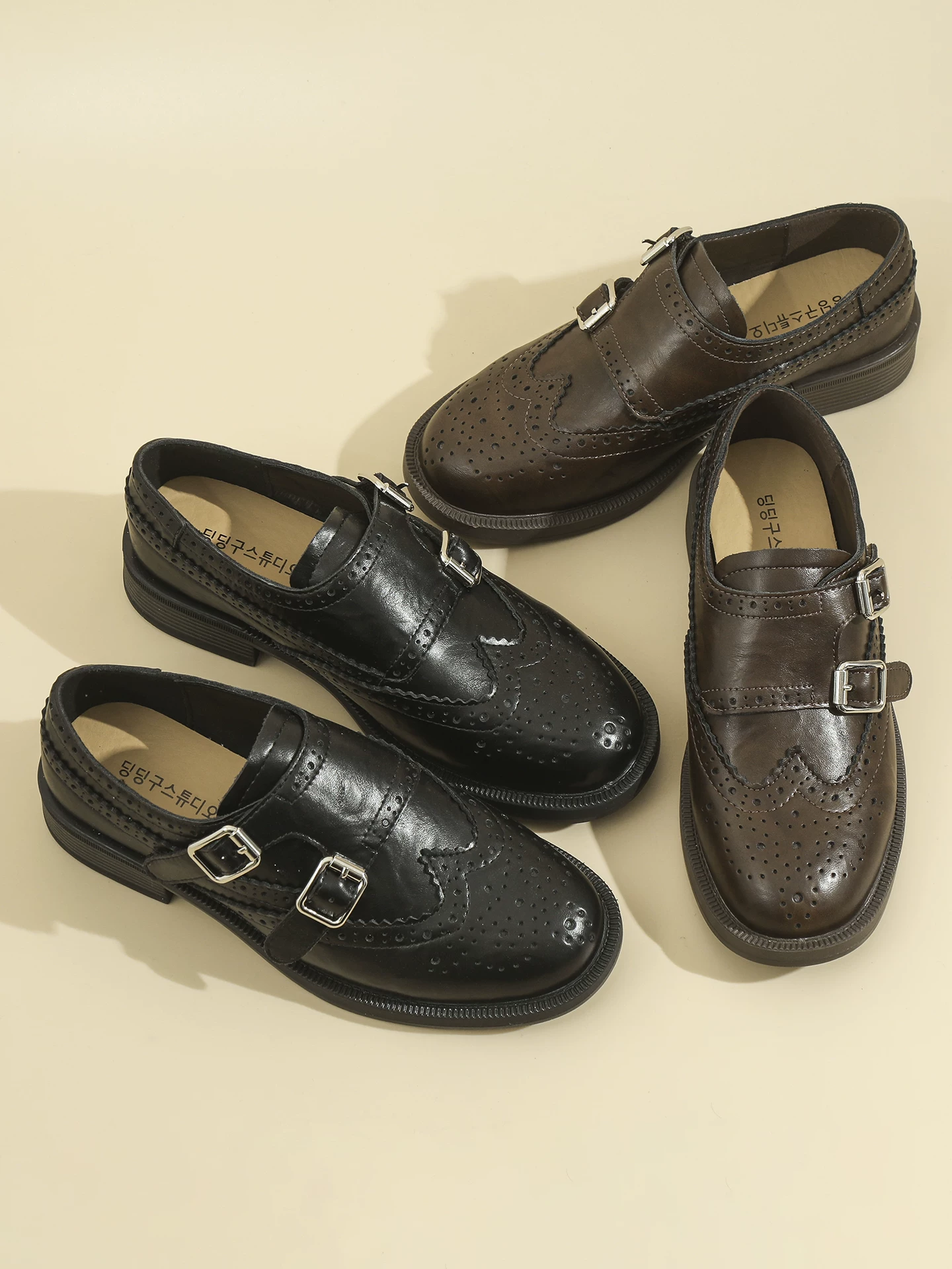 Giày da brogue nữ da thật kiểu mới xuân 2026 phong cách Anh quốc cổ điển giày Oxford đế dày giày lười