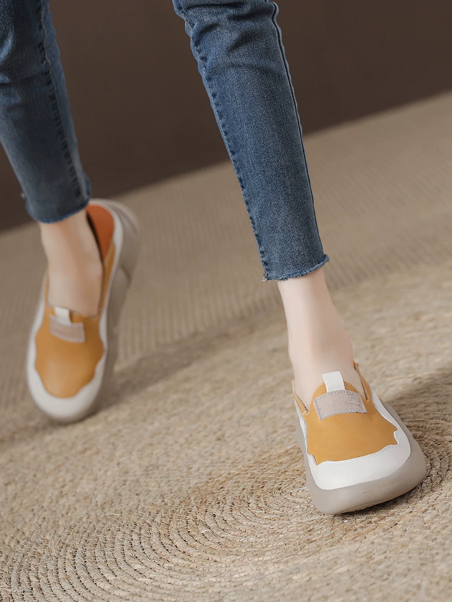 Giày lười nữ da thật thoáng khí, đế mềm, kiểu dáng hai kiểu mang, giày đục lỗ thời trang mới xuân hè 2026.