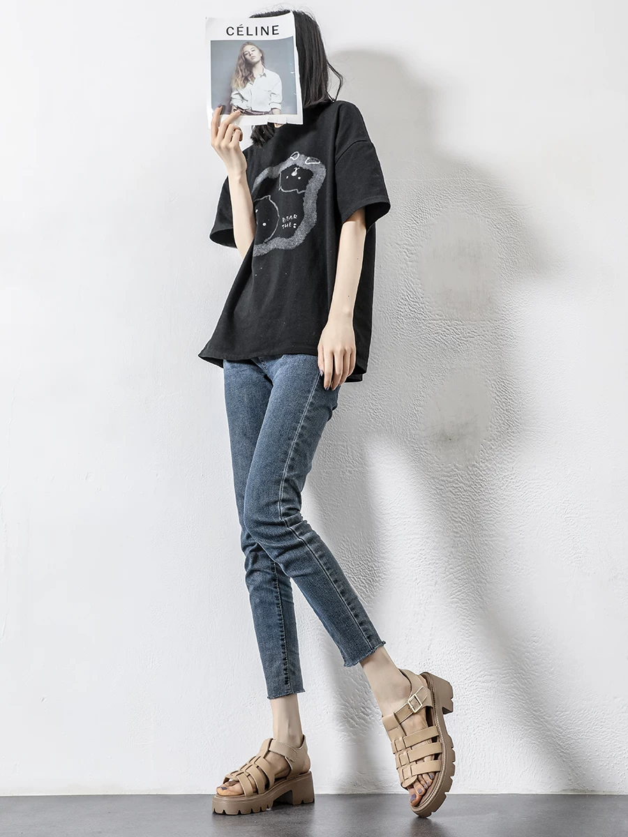 Giày sandal đế dày tăng chiều cao cho nữ, mẫu mới hè 2026 kiểu Pháp, giày cao gót hở mũi da thật, thiết kế rỗng, kiểu La Mã.
