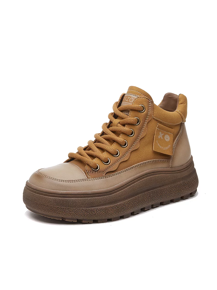Giày cao cổ nữ, chất liệu da thật đế mềm, kiểu dáng thể thao năng động, boots ngắn mùa thu đông 2024, boots Martin ngắn da bò phong cách retro.
