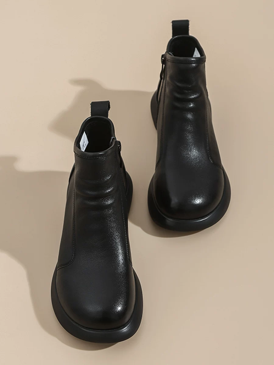 Giày Martin nữ, da thật, kiểu cổ điển, boots ngắn, mẫu mới thu đông 2025, boots ngắn và boots cổ thấp, boots Chelsea phong cách Anh.