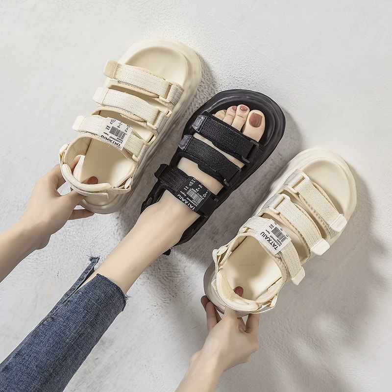 Dép thể thao Velcro dành cho nữ, dép đi ngoài trời đế dày thời trang mùa hè, giày đi biển thông thường mới năm 2026.