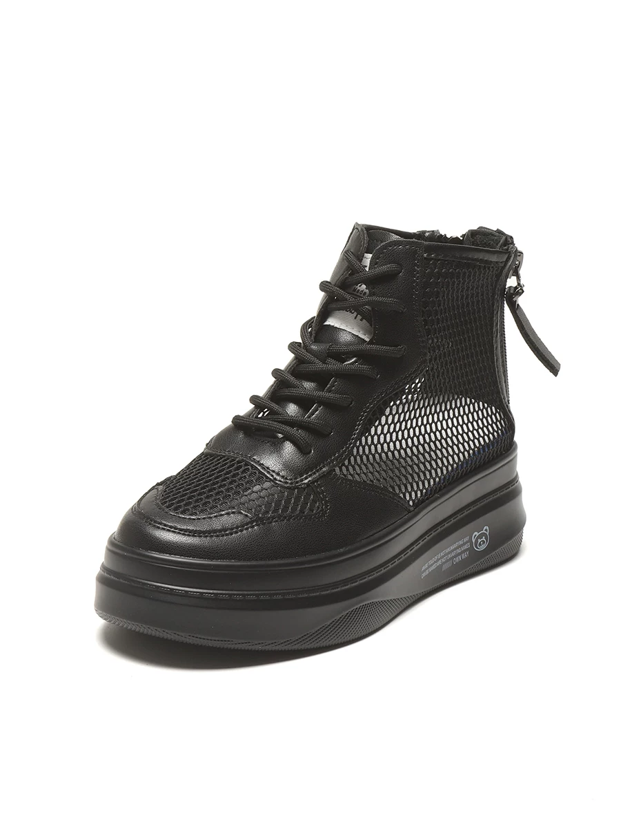 Giày sandal nữ đế dày tăng chiều cao, thoáng khí, kiểu cao cổ, mùa hè 2026, kiểu boot ngắn mỏng, thể thao, thời trang, chất liệu lưới