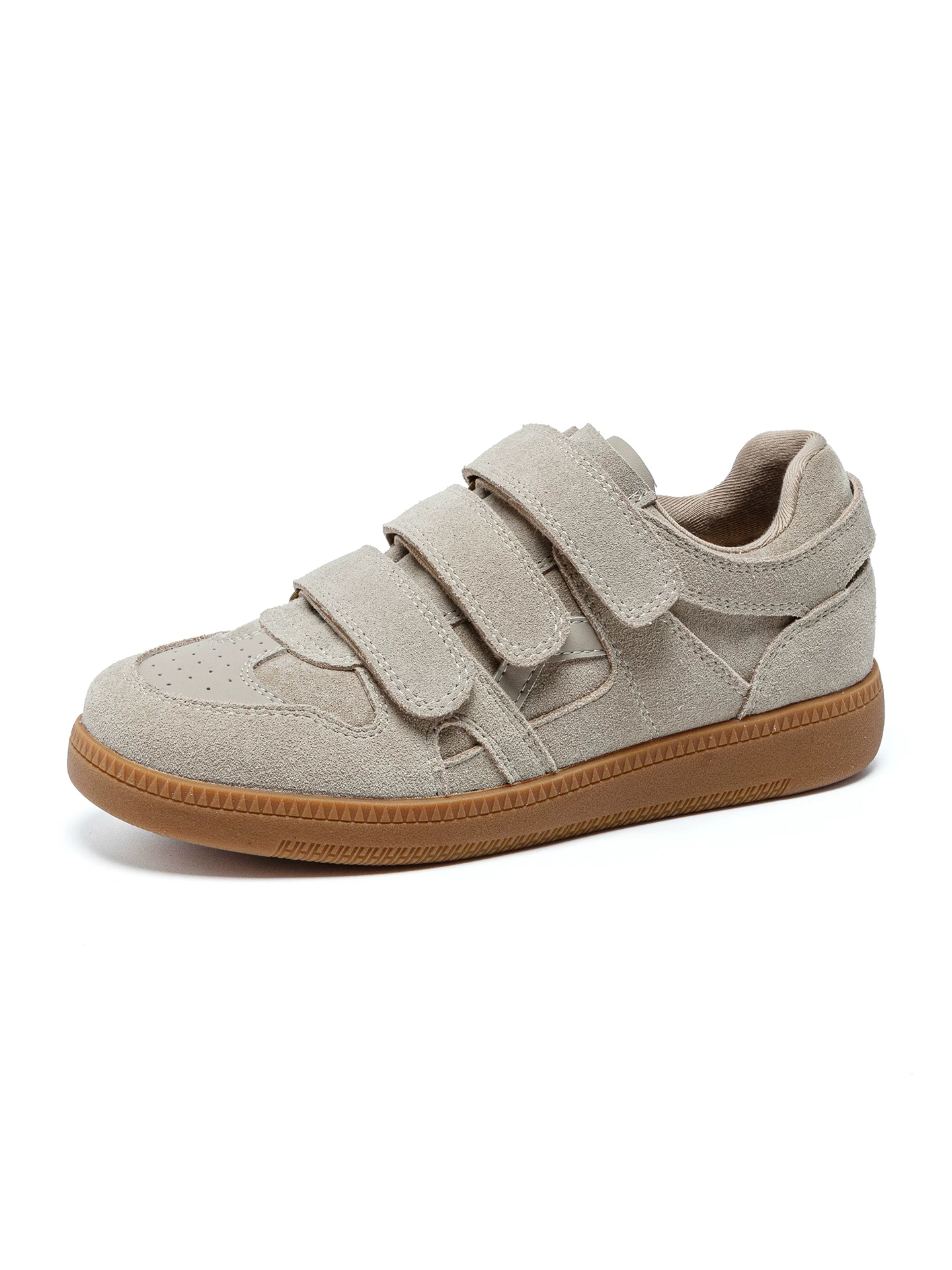 Giày tập luyện Velcro Đức dành cho nữ, giày thể thao da lộn phong cách retro, giày thể thao đế dày thoải mái mới mùa xuân 2026.