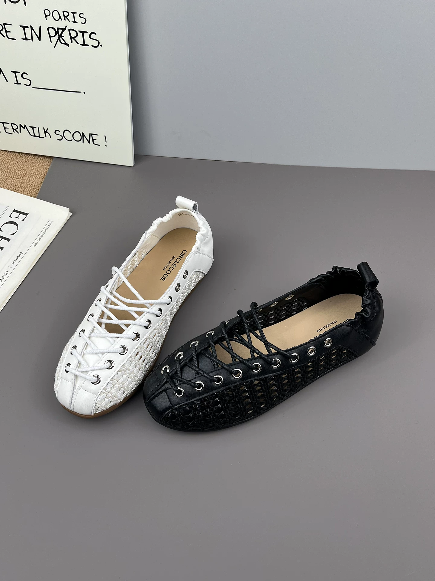 Giày sandal Mary Jane kiểu Pháp dành cho nữ, giày ba lê dệt rỗng, giày bệt miệng nông thời trang mới mùa hè 2026.