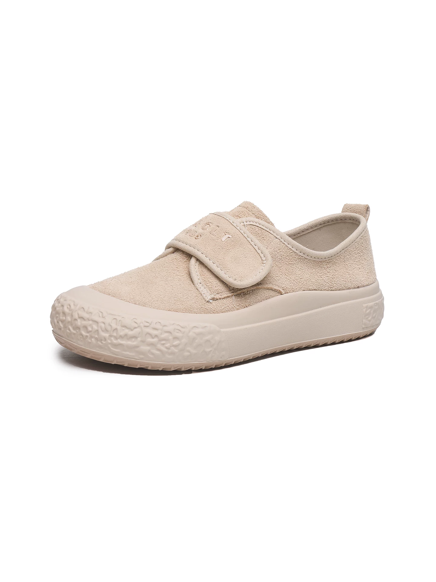 Giày lười Velcro cho nữ, giày retro da bò màu vàng, phong cách mới mùa xuân 2026, giày thể thao đế dày đa năng.