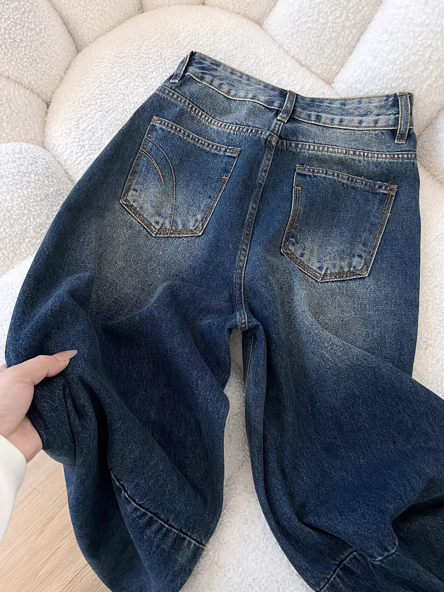 Quần jeans La Chapelle dáng rộng, xắn gấu, kiểu vintage, dành cho nữ, mùa thu đông 2025, kiểu dáng mới, size nhỏ, dáng quần lửng.