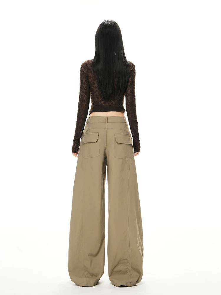 Quần kaki La Chapelle cạp cao, dáng rộng, ống rộng dành cho nữ, mẫu mới thu đông 2025, kiểu dáng nhỏ nhắn, thoải mái.