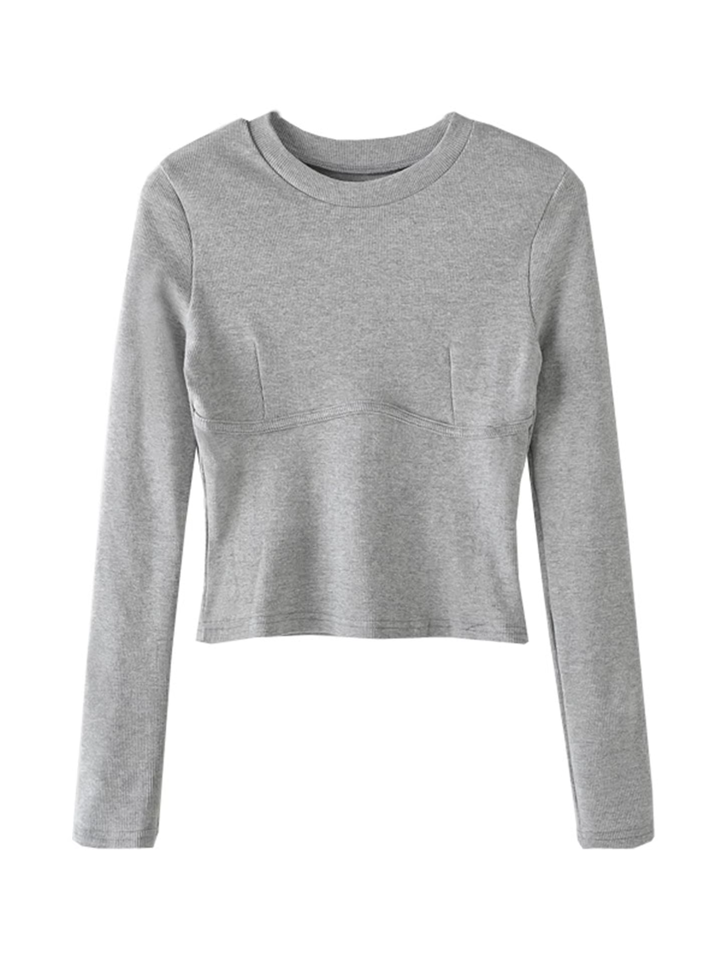 Áo thun nữ La Chapelle màu trắng, tay dài, cổ tròn, kiểu dáng regular, mặc lót trong, mùa thu mới 2025