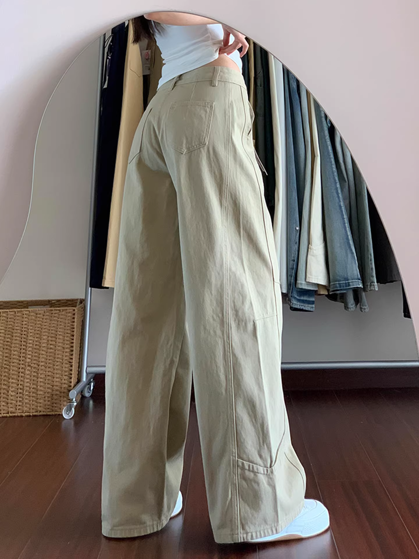 Quần jeans kaki La Chapelle dáng rộng, cạp cao, suông, dành cho nữ, mẫu mới thu đông 2025