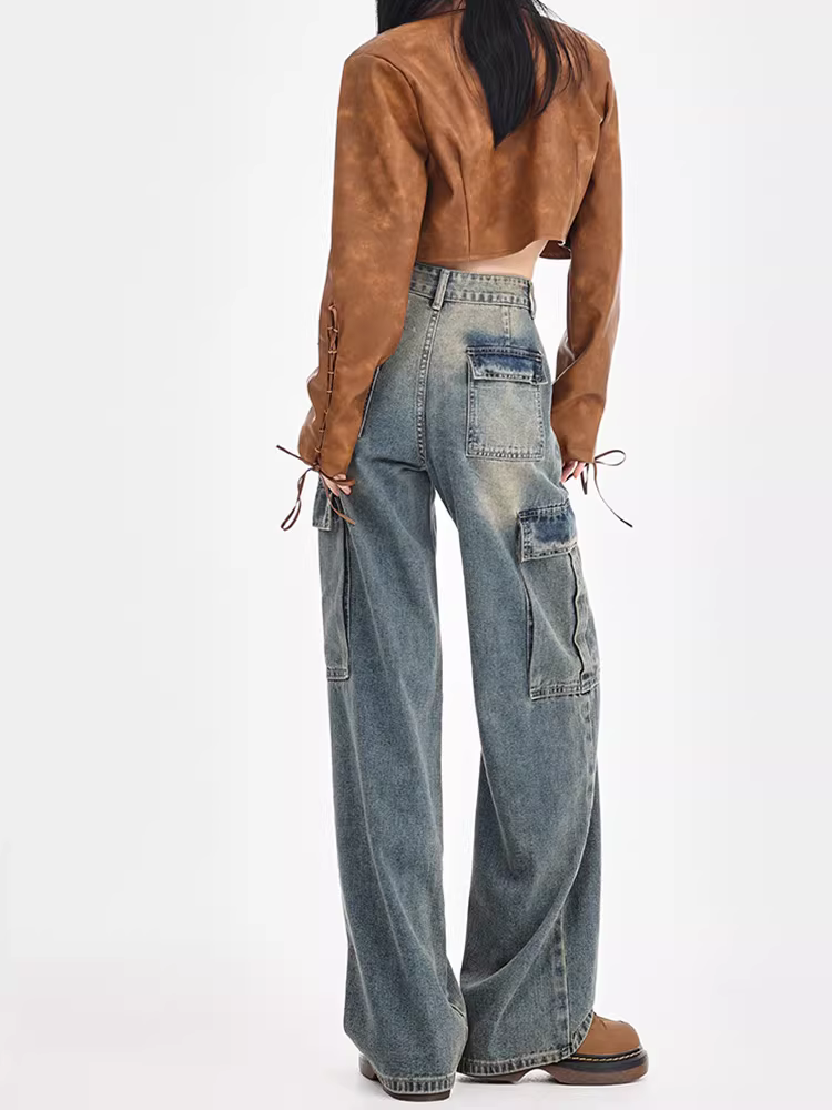 Quần jeans kiểu Mỹ dáng rộng La Chapelle dành cho nữ, mẫu mới hè 2025, cạp cao, dáng suông, chất liệu mềm mại