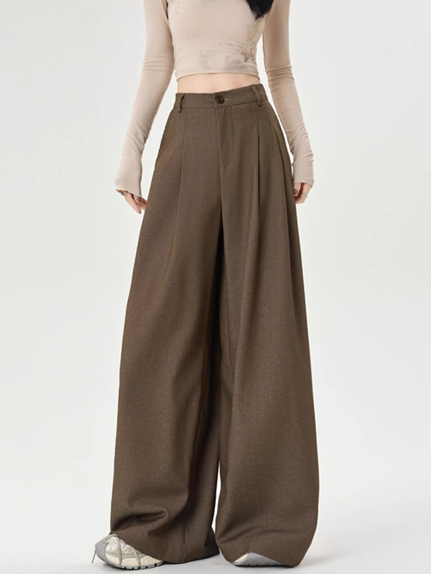 Quần âu đen dáng rộng La Chapelle dành cho nữ, kiểu dáng mới thu đông 2025, chất liệu mềm mại, thoải mái, dáng thẳng.